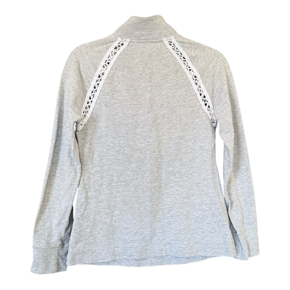 Lilly Pulitzer Skipper Popover 1/2 Zip Jacket XS Gray Crochet Preppy Lightweight - Picture 2 of 7